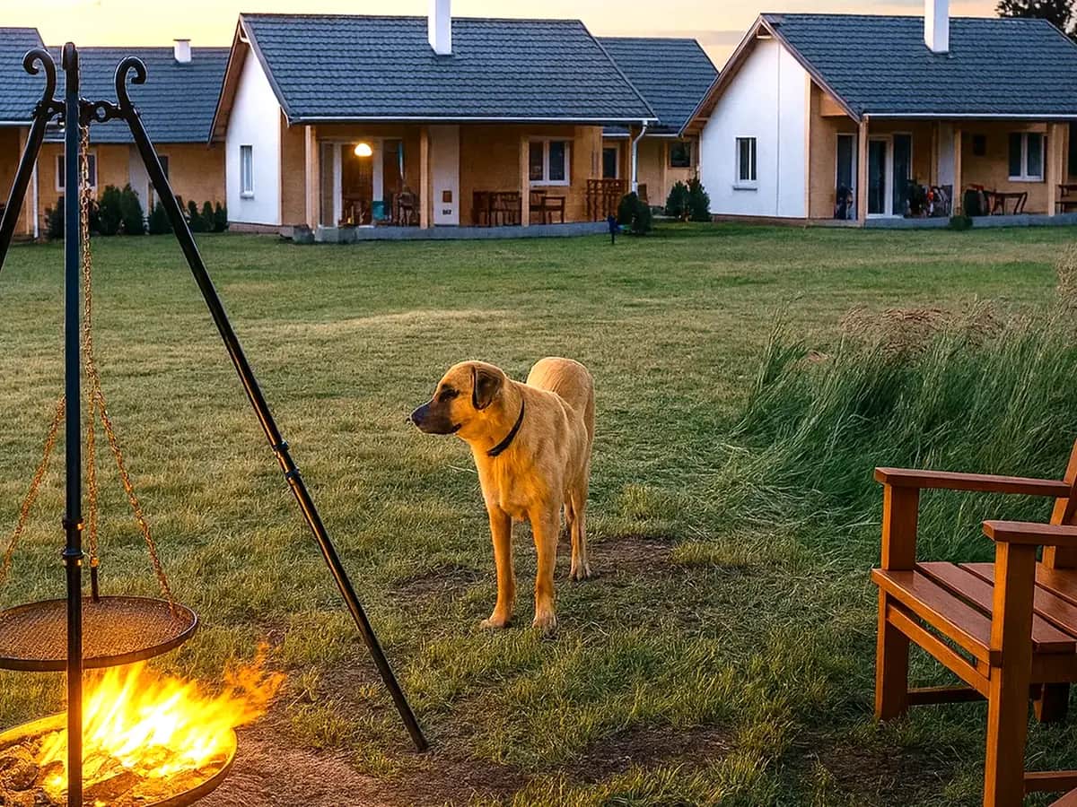 Ognisko na terenie Morskiej Polany – domki nad morzem w Mielnie